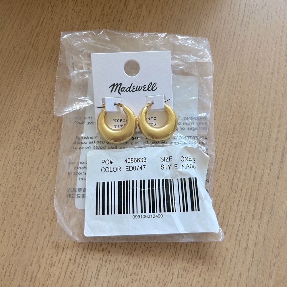 Crescent Medium Hoop Earrings NWT